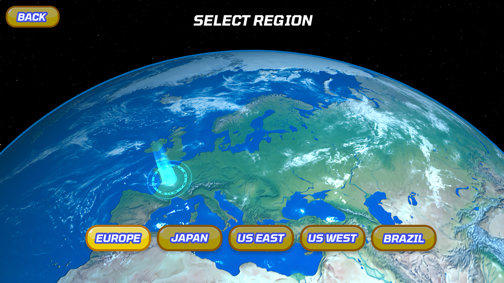 Select a region to play ZEBEDEE Kart