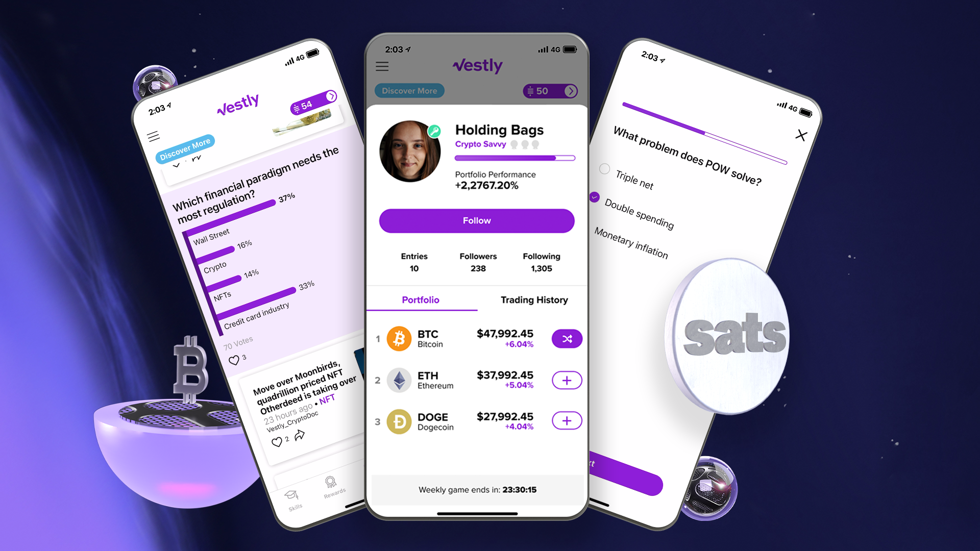 Learn about crypto with Vestly and earn Bitcoin.
