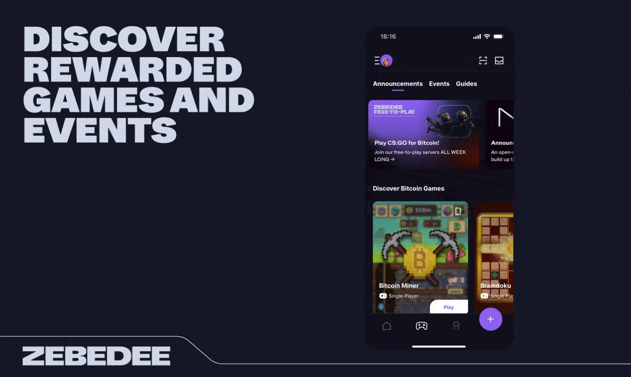The ZEBEDEE app – Discover rewarded games and events.